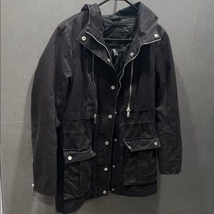 Forever 21 Black Utility/Cargo Jacket with Hood